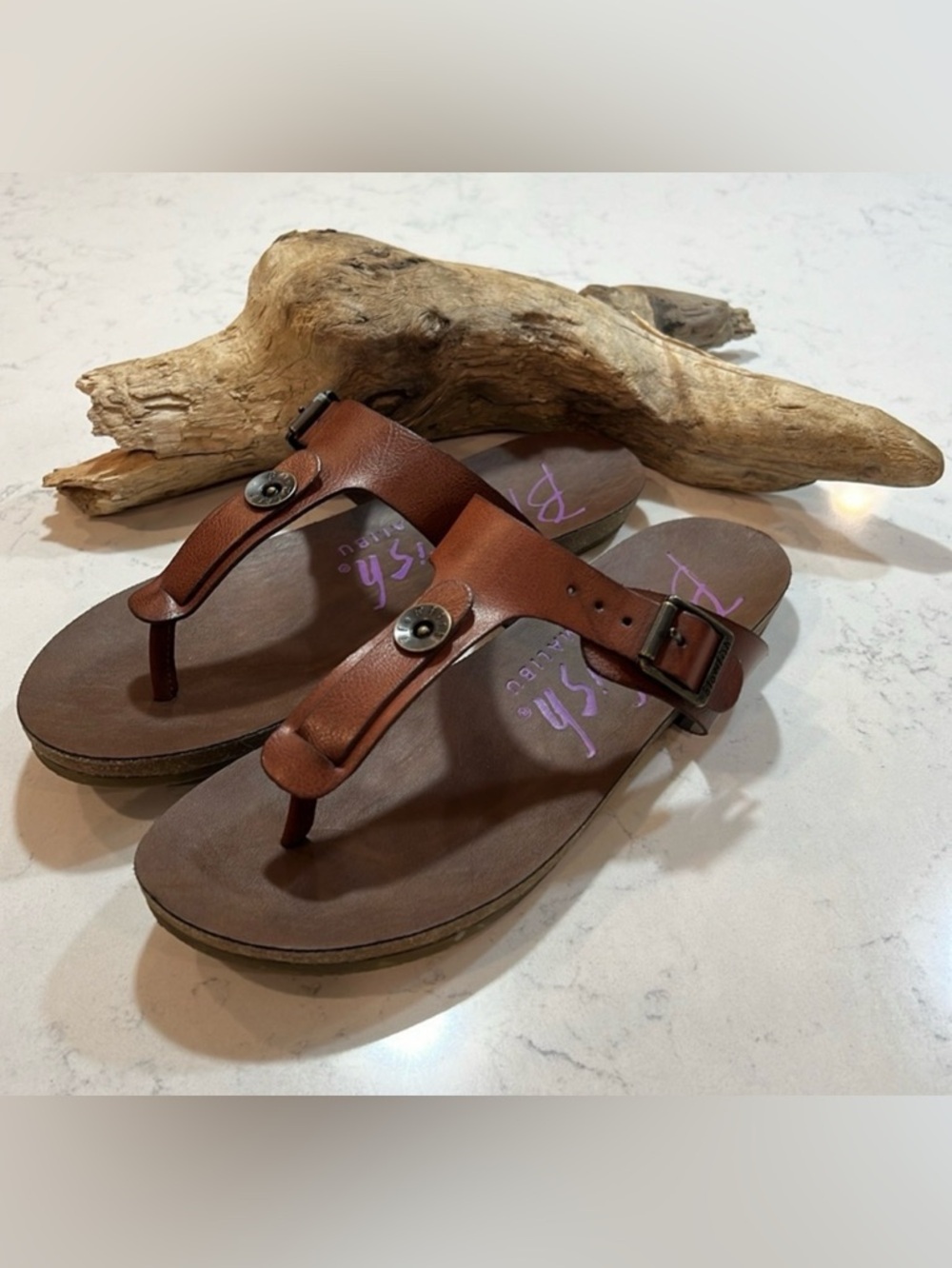 Blowfish Malibu Greco Vegan Leather Brown Sandals Size 8